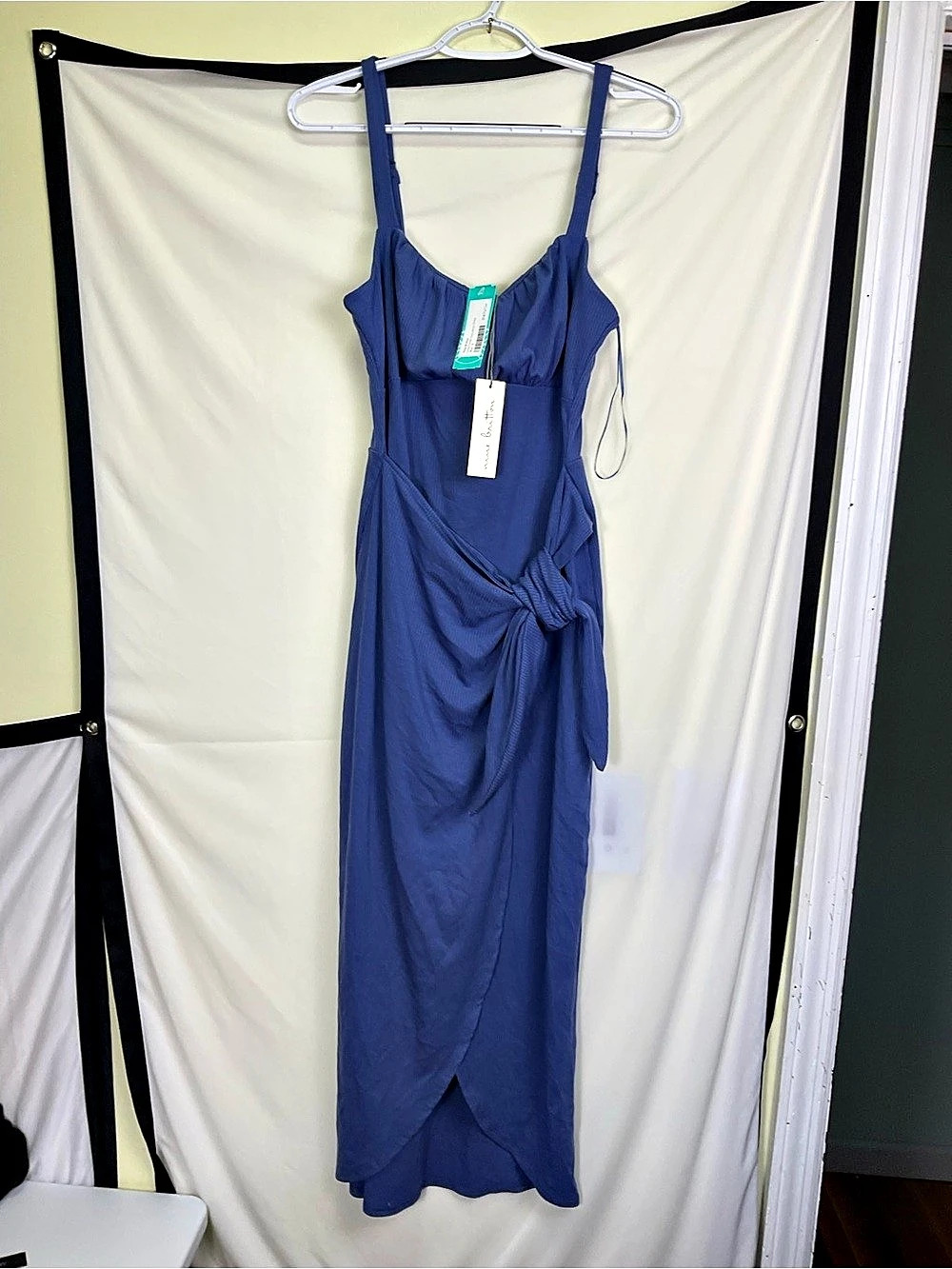 Nine Britton Ruffle Sleeve Dress Blue Maxi Wrap Dress